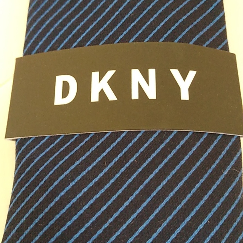 DKNY striped black and  bright blue tie - Picture 3 of 5